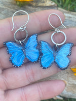 Load image into Gallery viewer, Blue Morpho Butterfly Enamel Earrings
