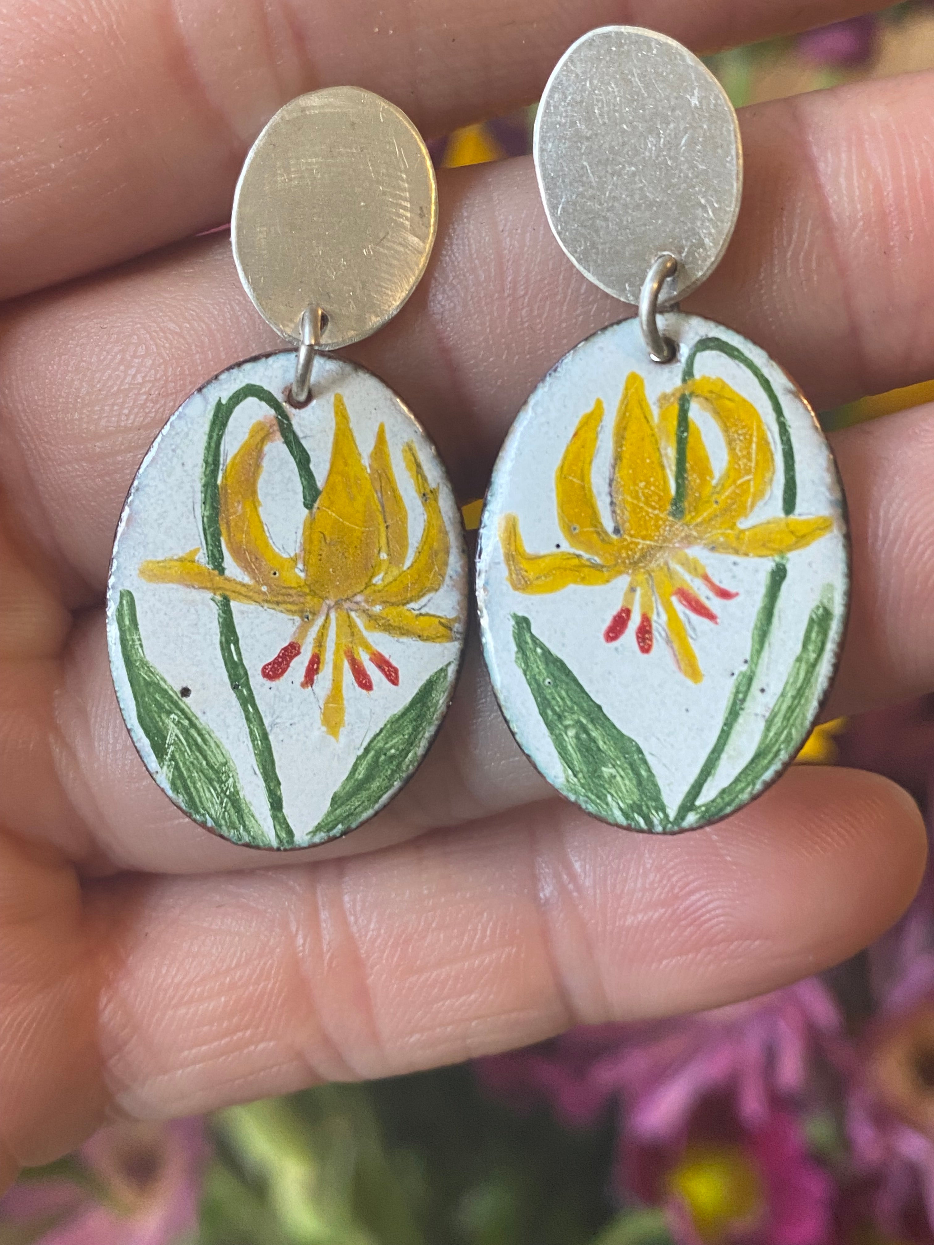 Glacier Lily Enamel Earrings