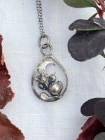Load image into Gallery viewer, Silver String of Pearls Moon Pendants
