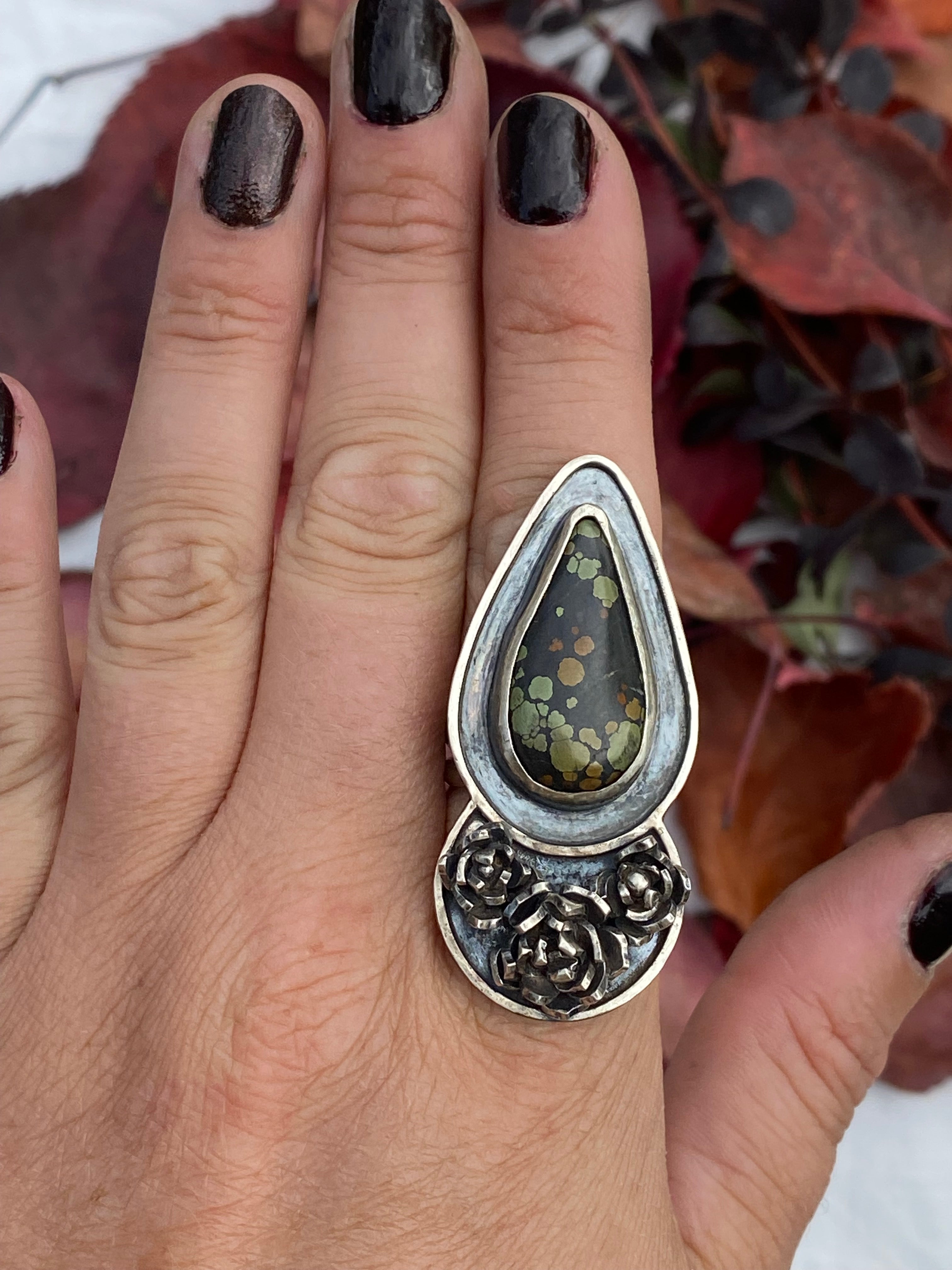 Turquoise Echeveria Ring: Size 8