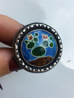 Load image into Gallery viewer, Prickly Pear Cactus Cloisonné Enamel Sterling Silver Ring-Size 8
