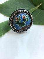 Load image into Gallery viewer, Prickly Pear Cactus Cloisonné Enamel Sterling Silver Ring-Size 8
