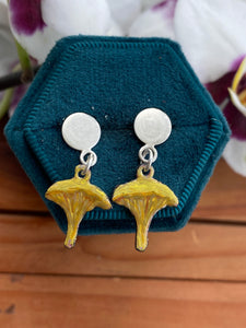 Chanterelle Mushroom Enamel Earrings