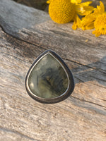 Load image into Gallery viewer, Prehnite Tear Drop Ring-Size 8

