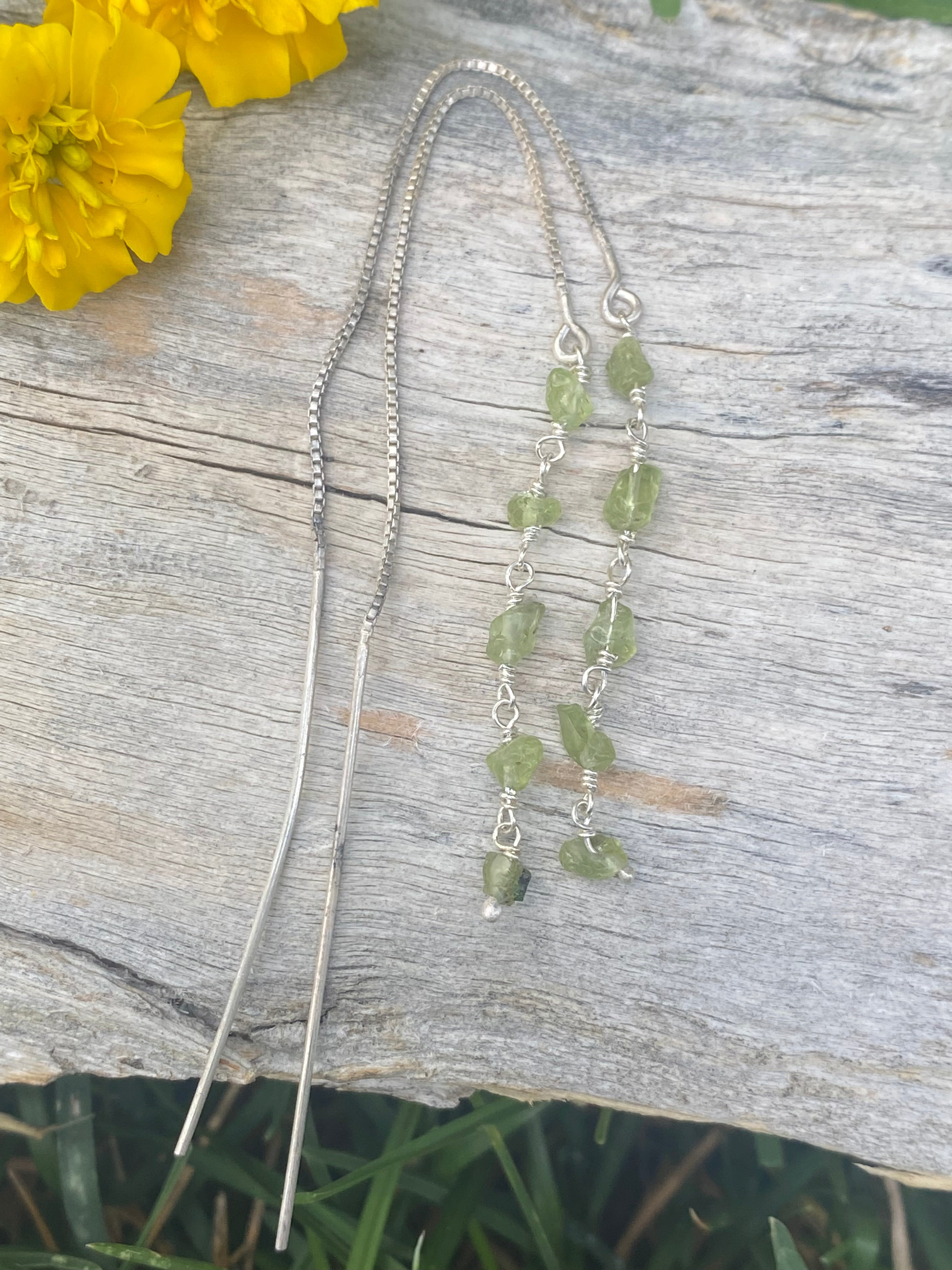 Peridot Cairn Threader Earrings