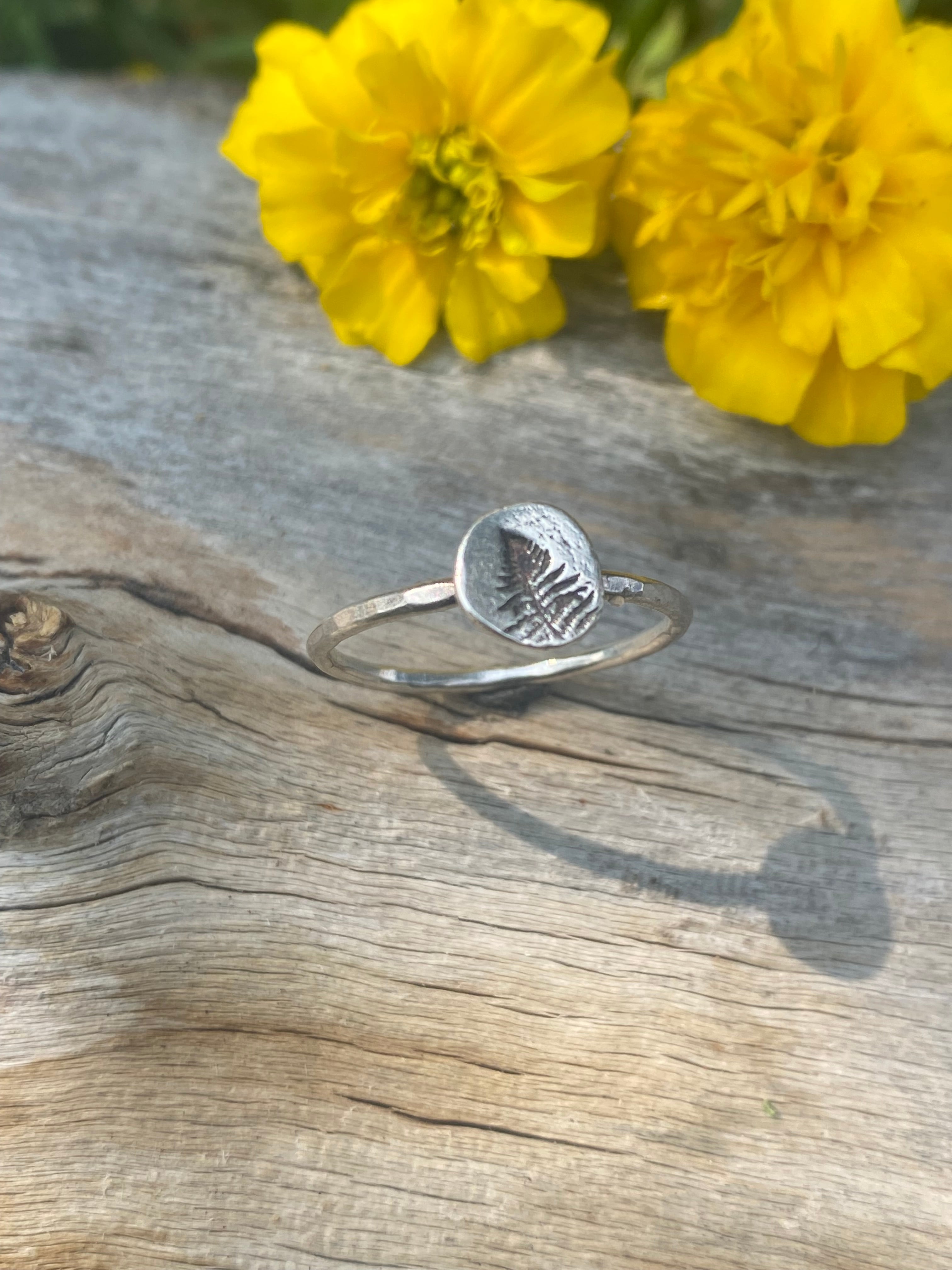 Fern Fossil Stacker Rings