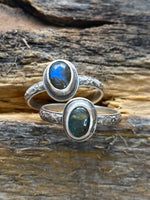 Load image into Gallery viewer, Labradorite Floral Stacking Rings

