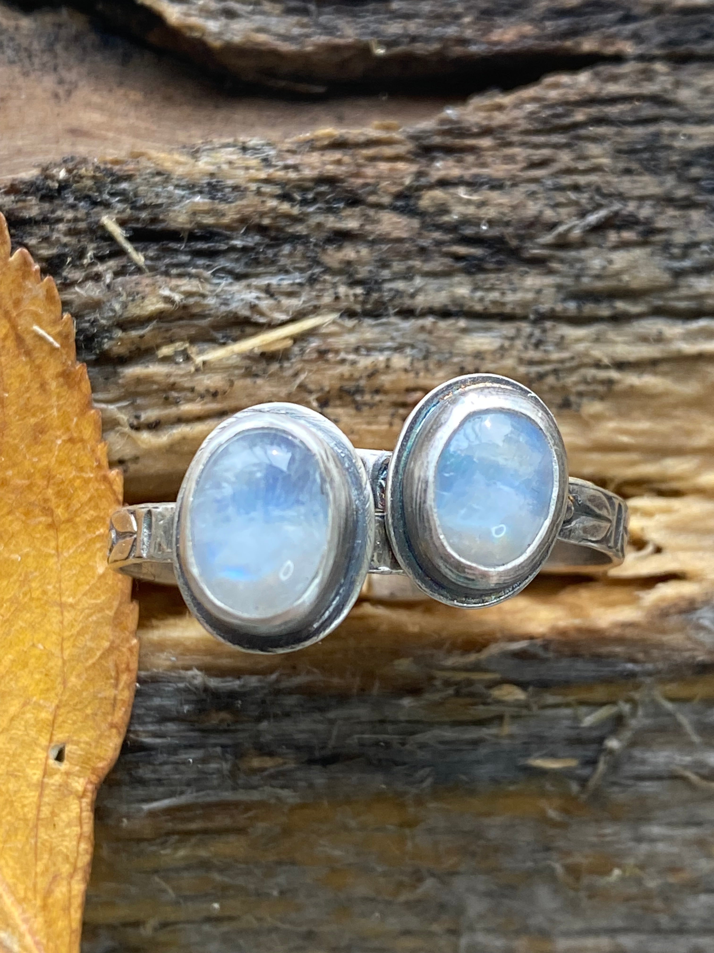 Moonstone Floral Stacking Rings