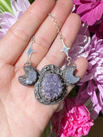 Load image into Gallery viewer, Quartz Druzy Moon Phases Necklace
