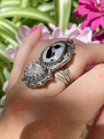 Load image into Gallery viewer, Moonstone and Quartz Ring- Size 8
