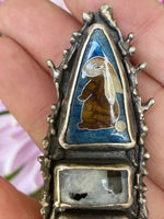 Load image into Gallery viewer, Cloisonné Rabbit with Moonstone Pendant/ Brooch
