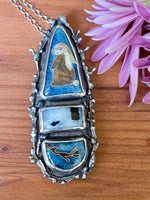 Load image into Gallery viewer, Cloisonné Rabbit with Moonstone Pendant/ Brooch

