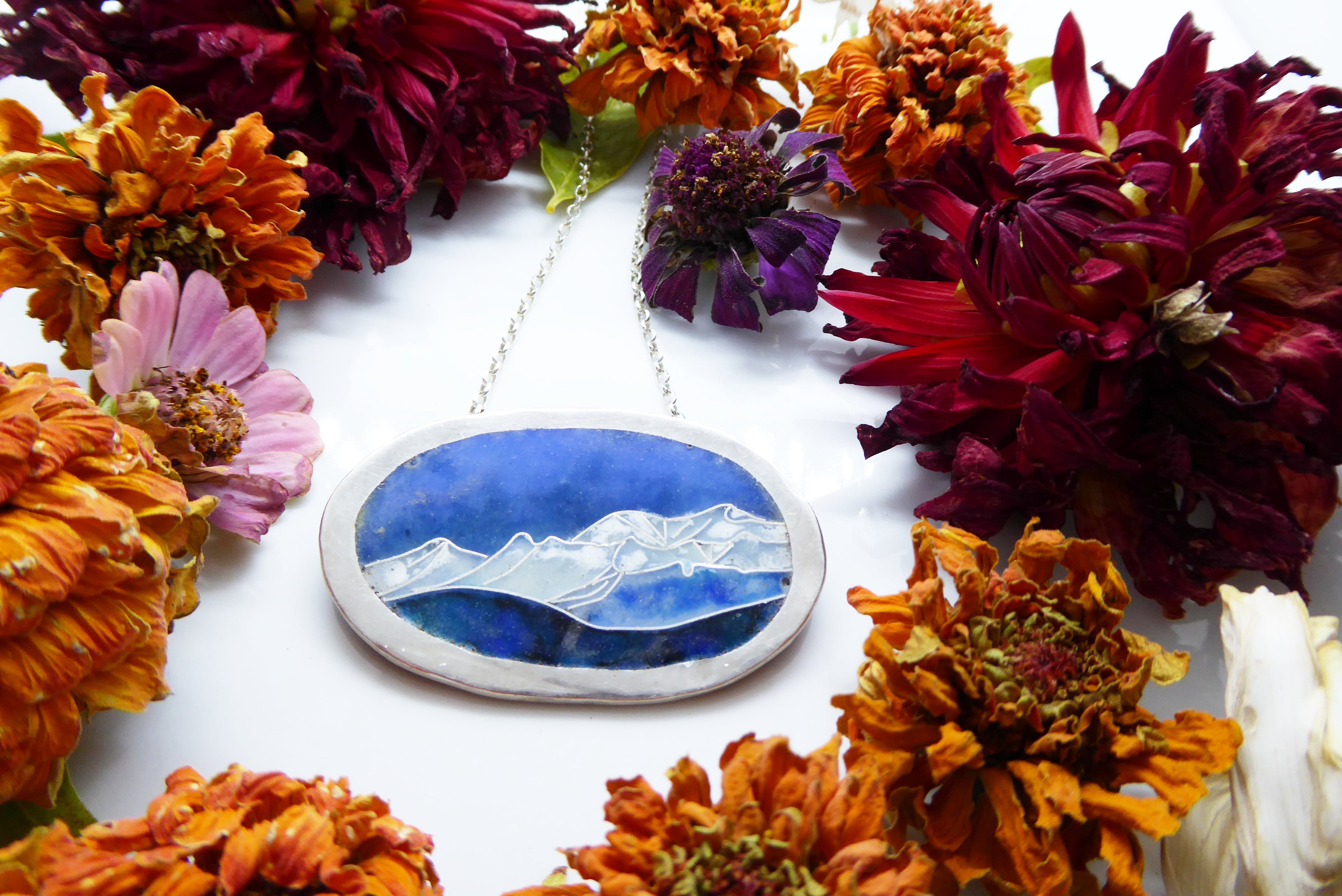 Mountainscape Cloisonne Enamel Pendant